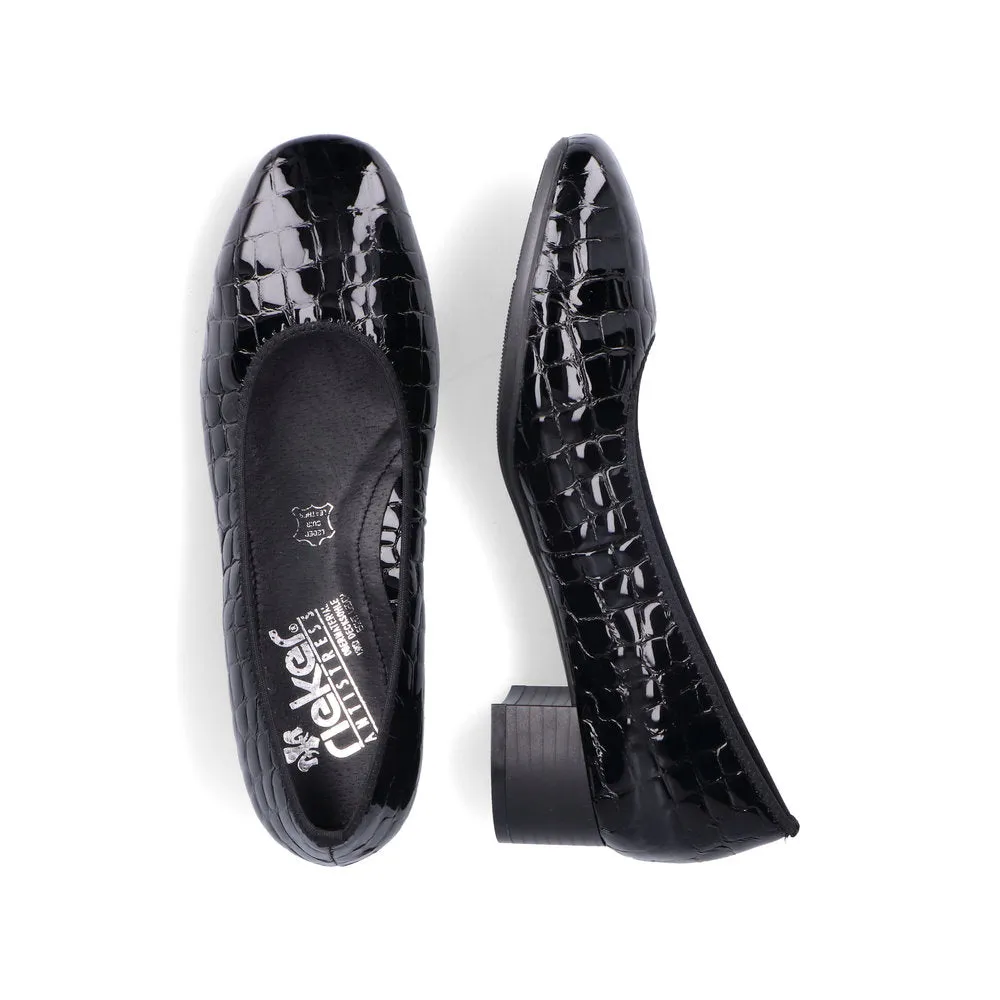 Rieker Ladies Croco Low Heel Court Shoe