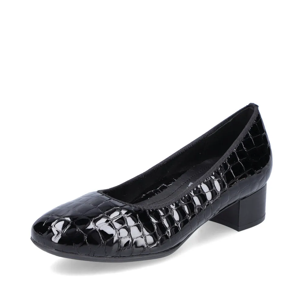 Rieker Ladies Croco Low Heel Court Shoe