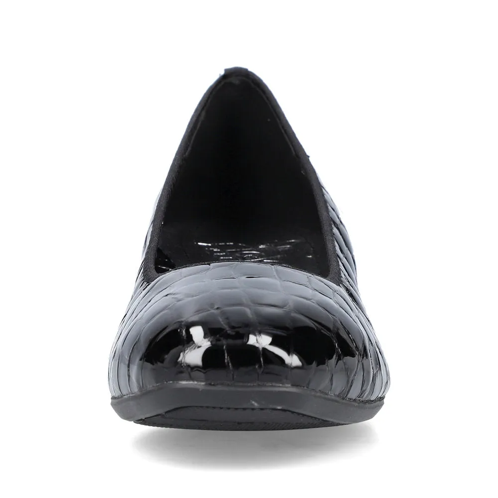 Rieker Ladies Croco Low Heel Court Shoe