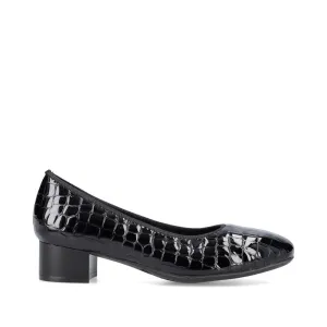 Rieker Ladies Croco Low Heel Court Shoe