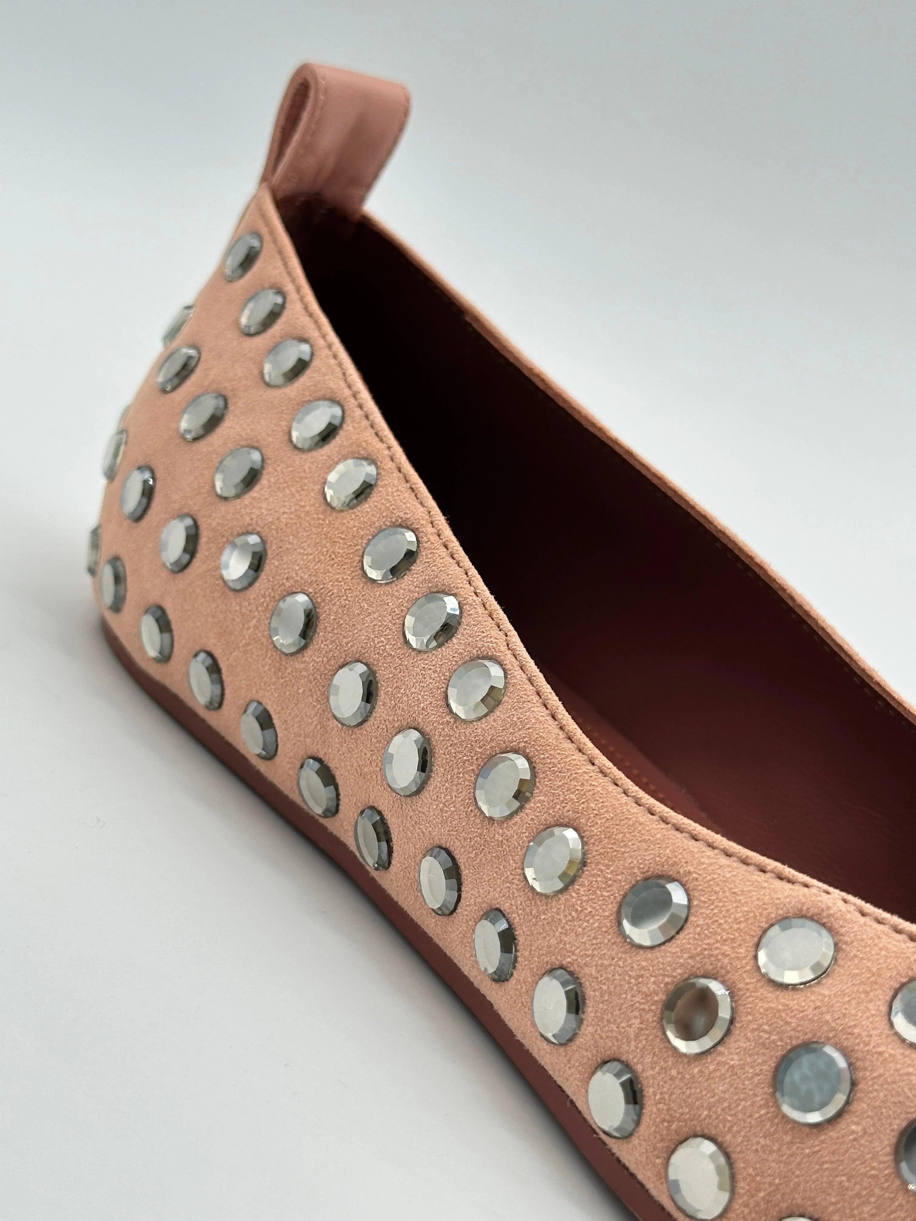 Roberta Crystal Suede Ballet Flats