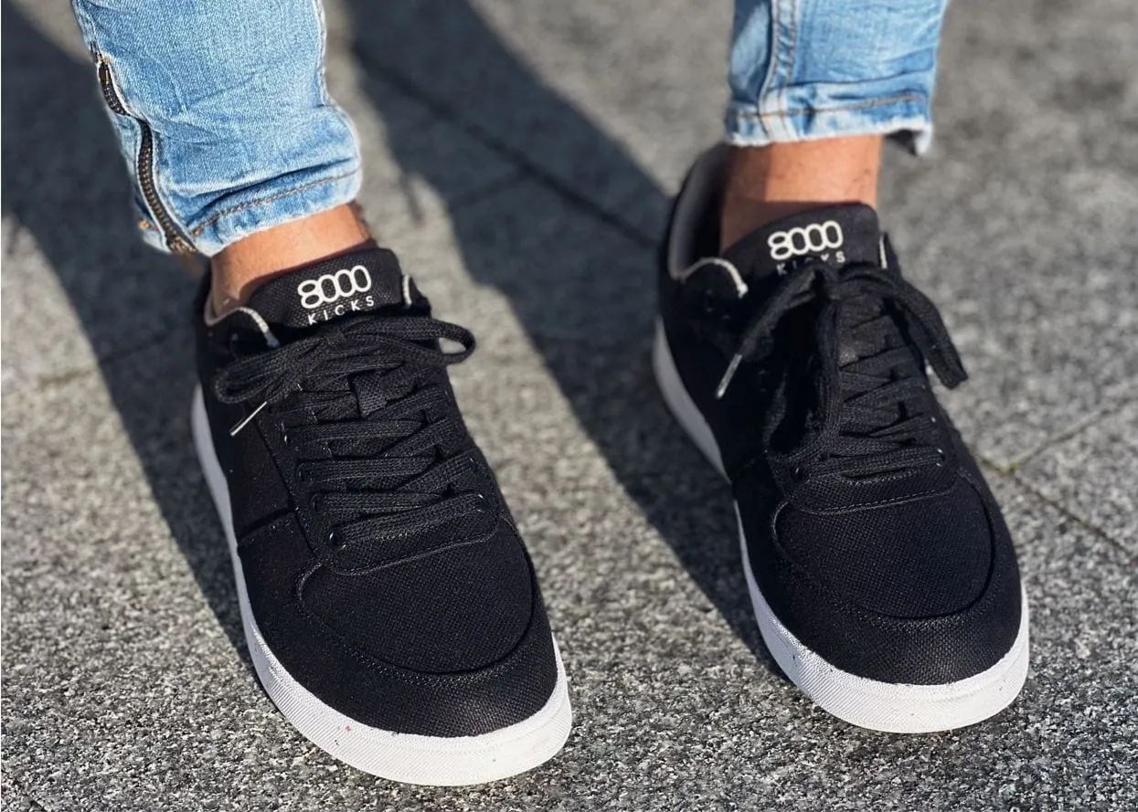 Seeker Men's Vegan Hemp Sneakers | Black & White