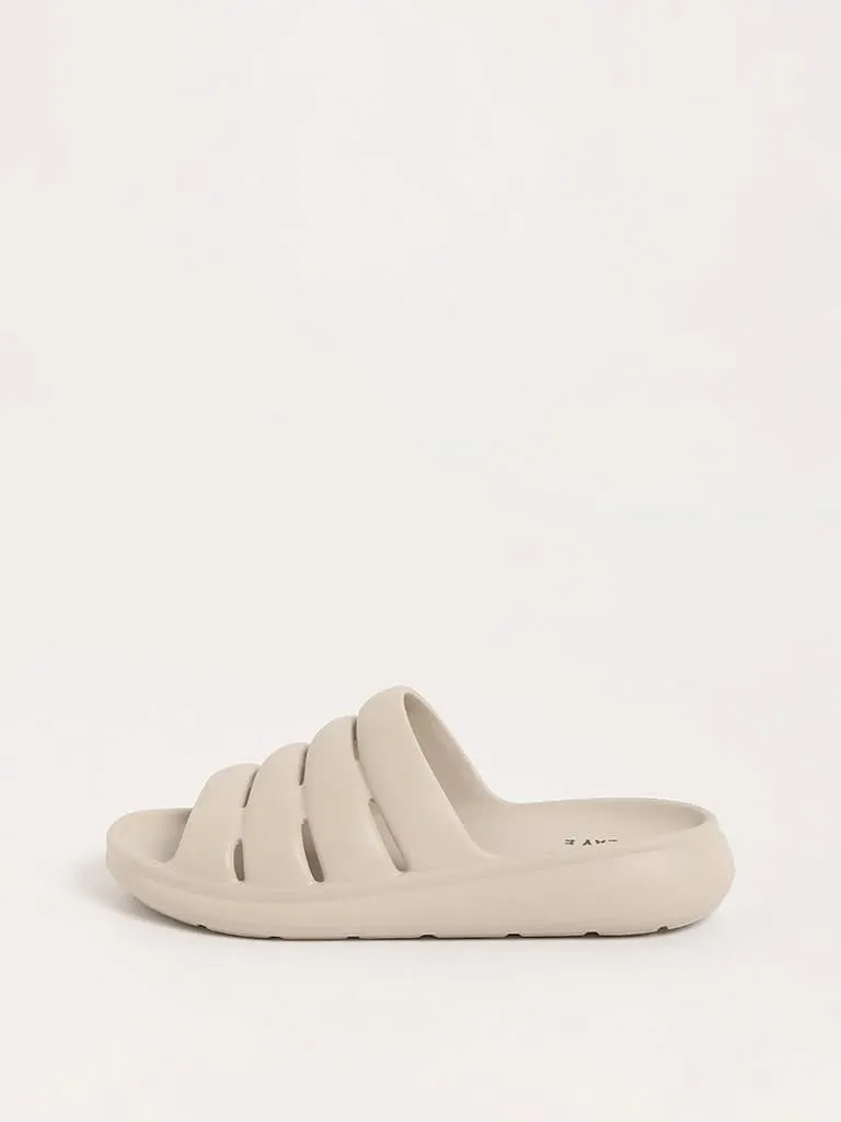 SOLEPLAY Beige Multi-Strap Slides