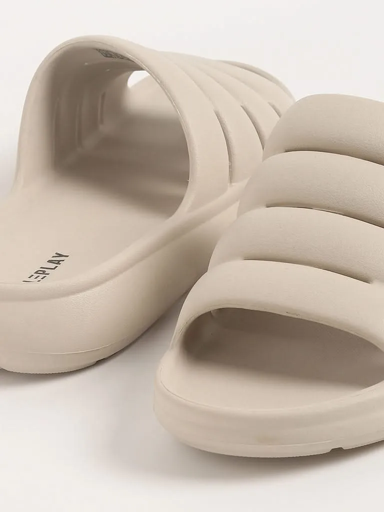 SOLEPLAY Beige Multi-Strap Slides
