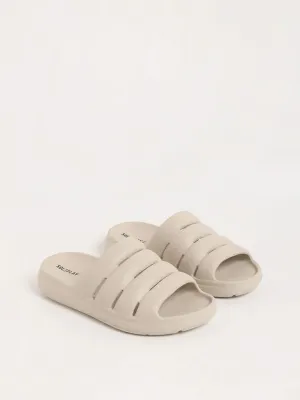 SOLEPLAY Beige Multi-Strap Slides
