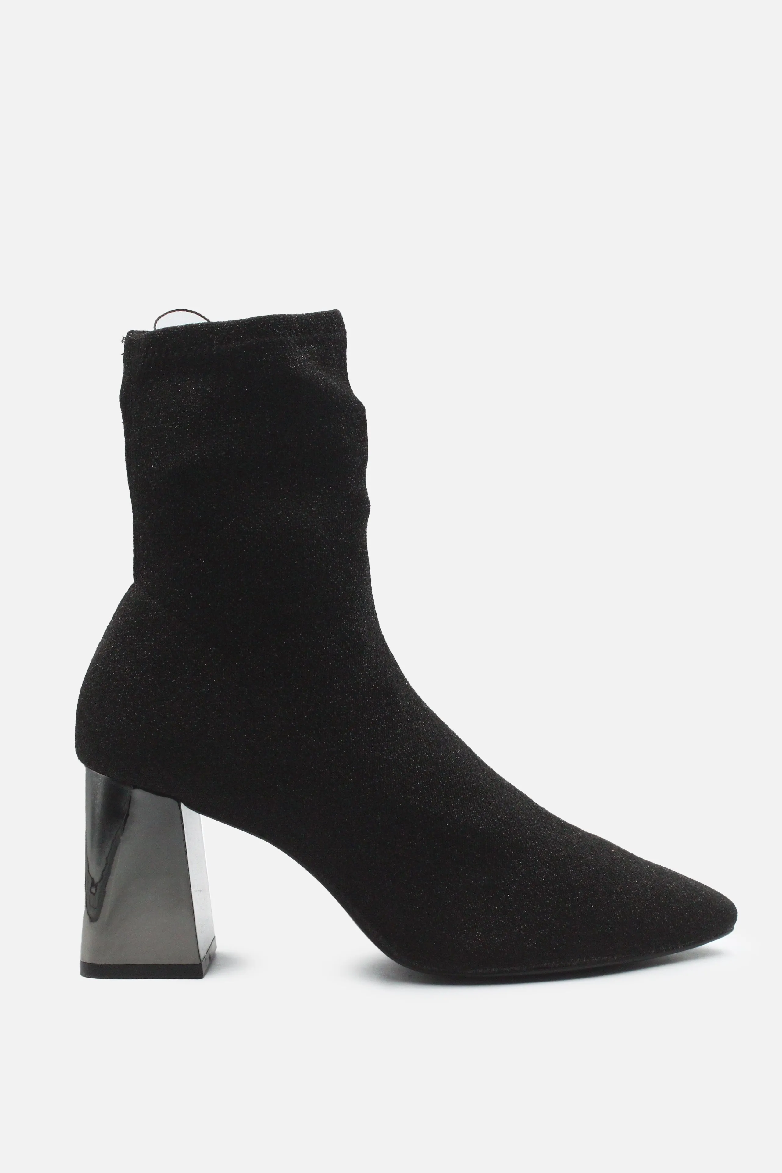 Stradivarius Glitter Block Heels Ankle Boots | Textile
