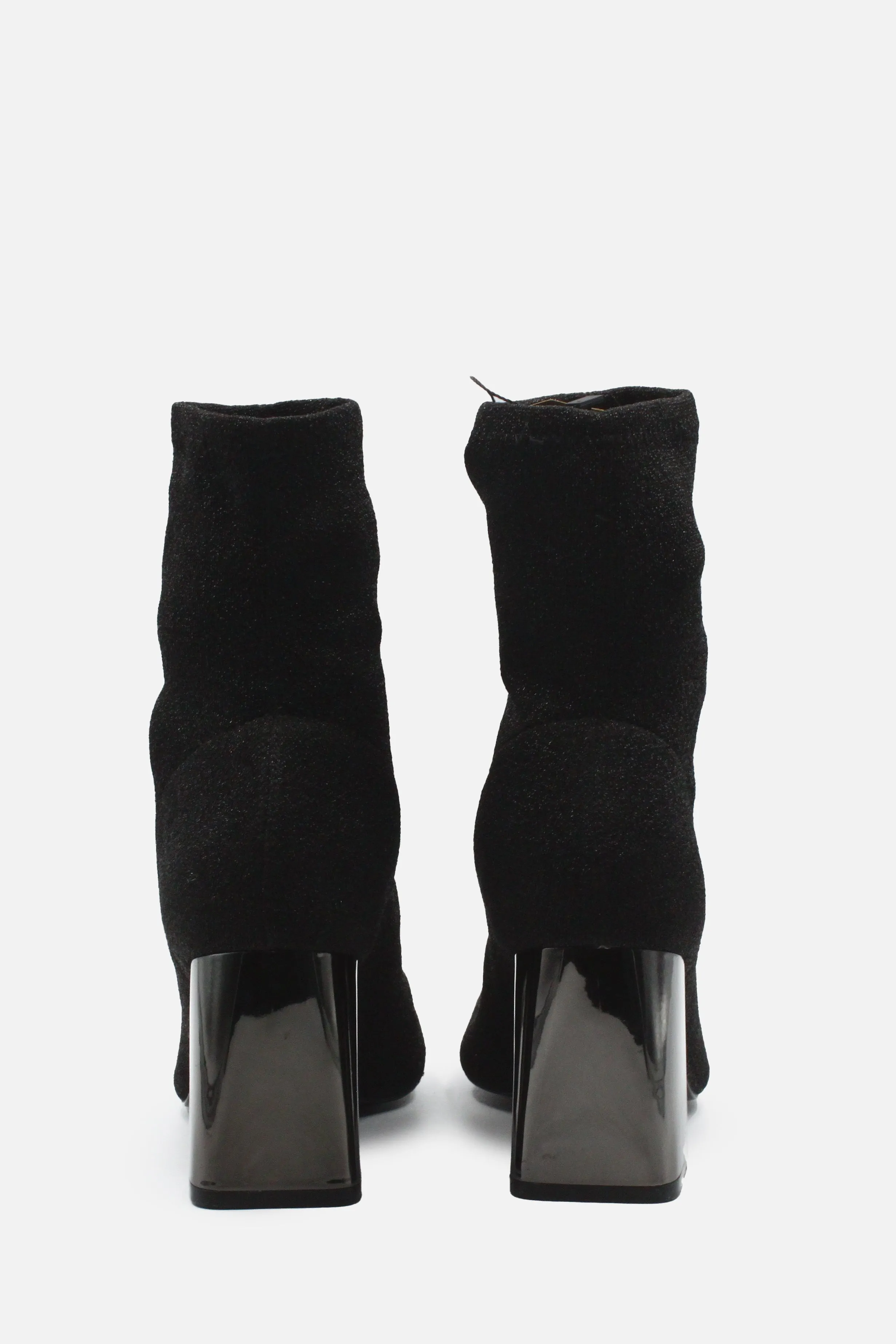 Stradivarius Glitter Block Heels Ankle Boots | Textile