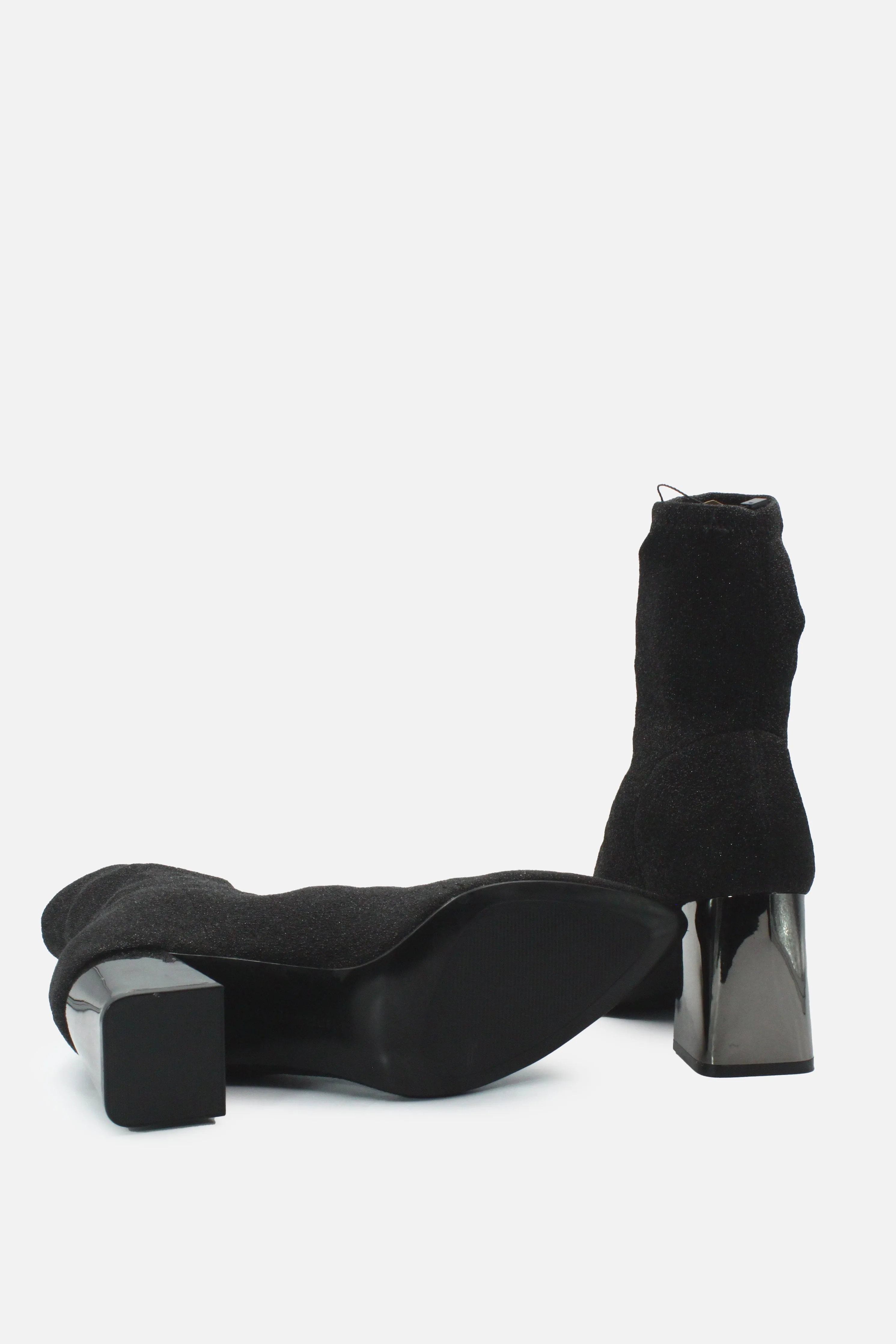 Stradivarius Glitter Block Heels Ankle Boots | Textile