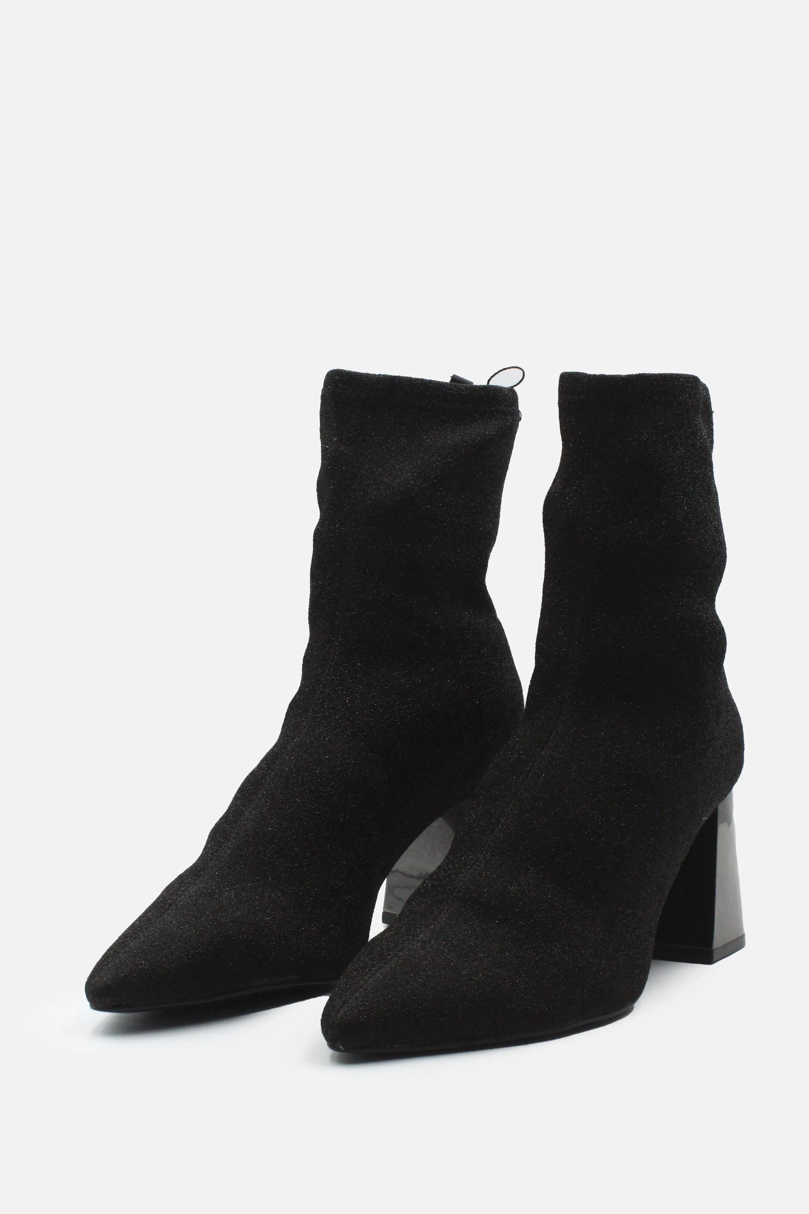 Stradivarius Glitter Block Heels Ankle Boots | Textile