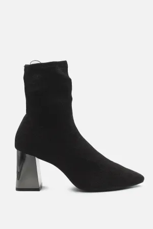 Stradivarius Glitter Block Heels Ankle Boots | Textile