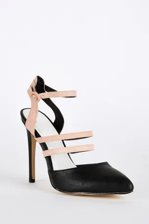 Strappy Pointed Toe Stiletto Heel Court Shoes