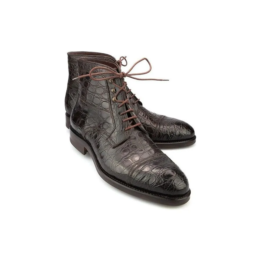 Suave British Alligator Lace-Up Ankle Boots