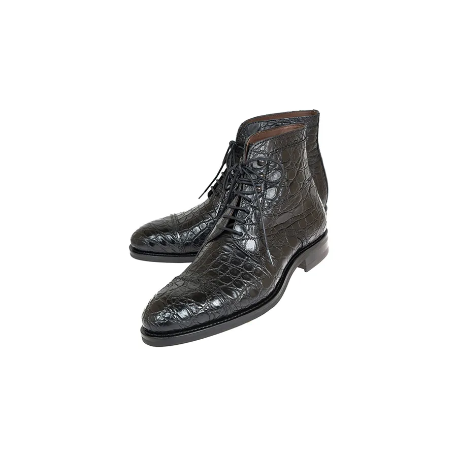 Suave British Alligator Lace-Up Ankle Boots