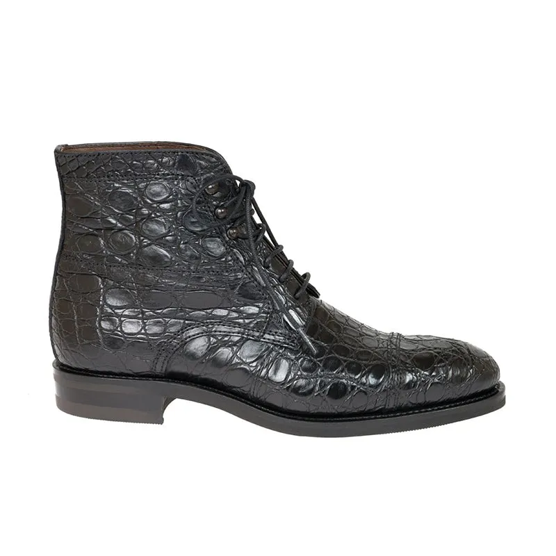 Suave British Alligator Lace-Up Ankle Boots
