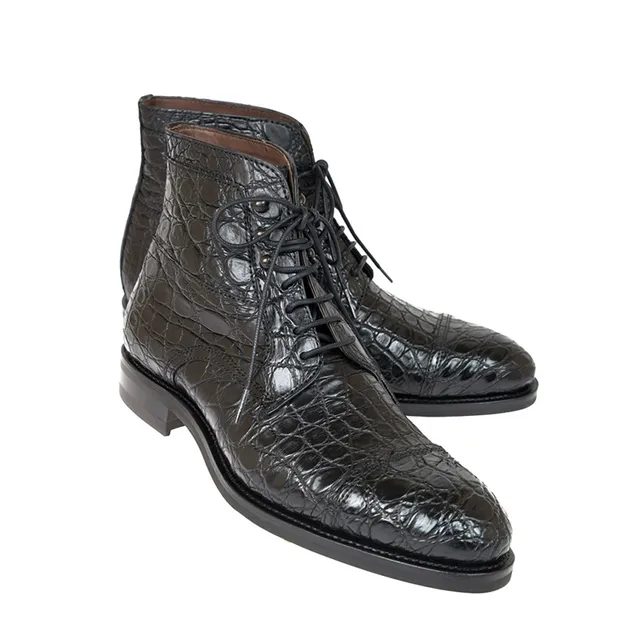 Suave British Alligator Lace-Up Ankle Boots