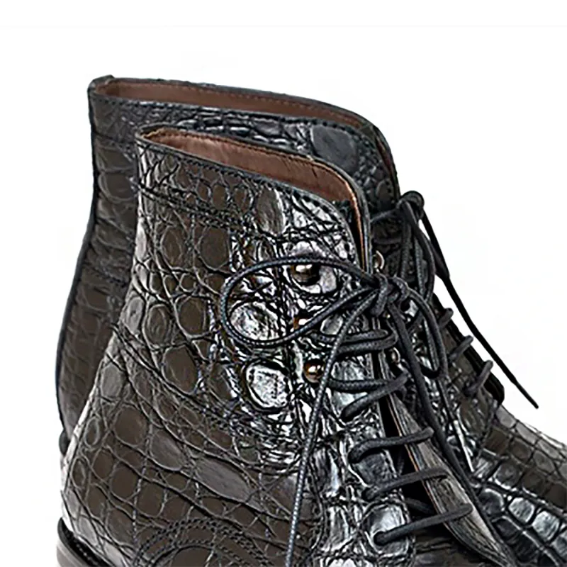 Suave British Alligator Lace-Up Ankle Boots