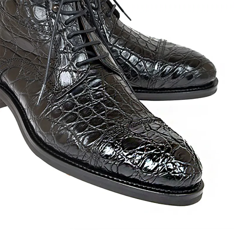 Suave British Alligator Lace-Up Ankle Boots