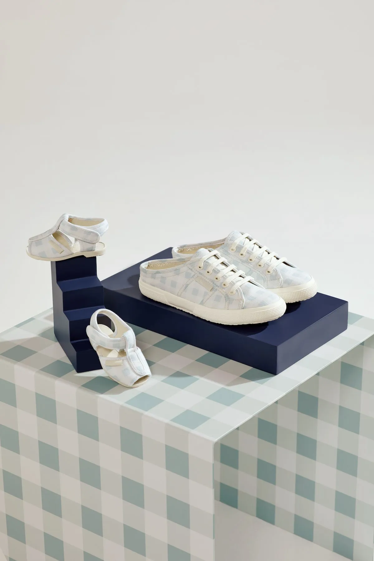 Superga X Drea Chong 1200 Print Baby Sandal Blue Check