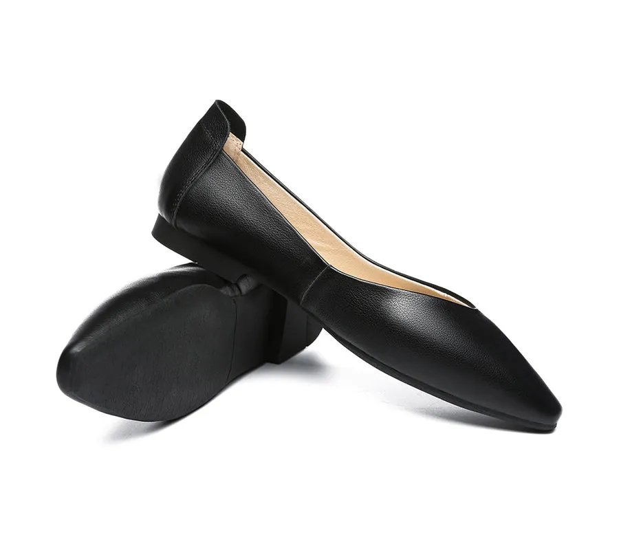TARRAMARRA Pointed Toe Leather Ballet Flats Women Everly