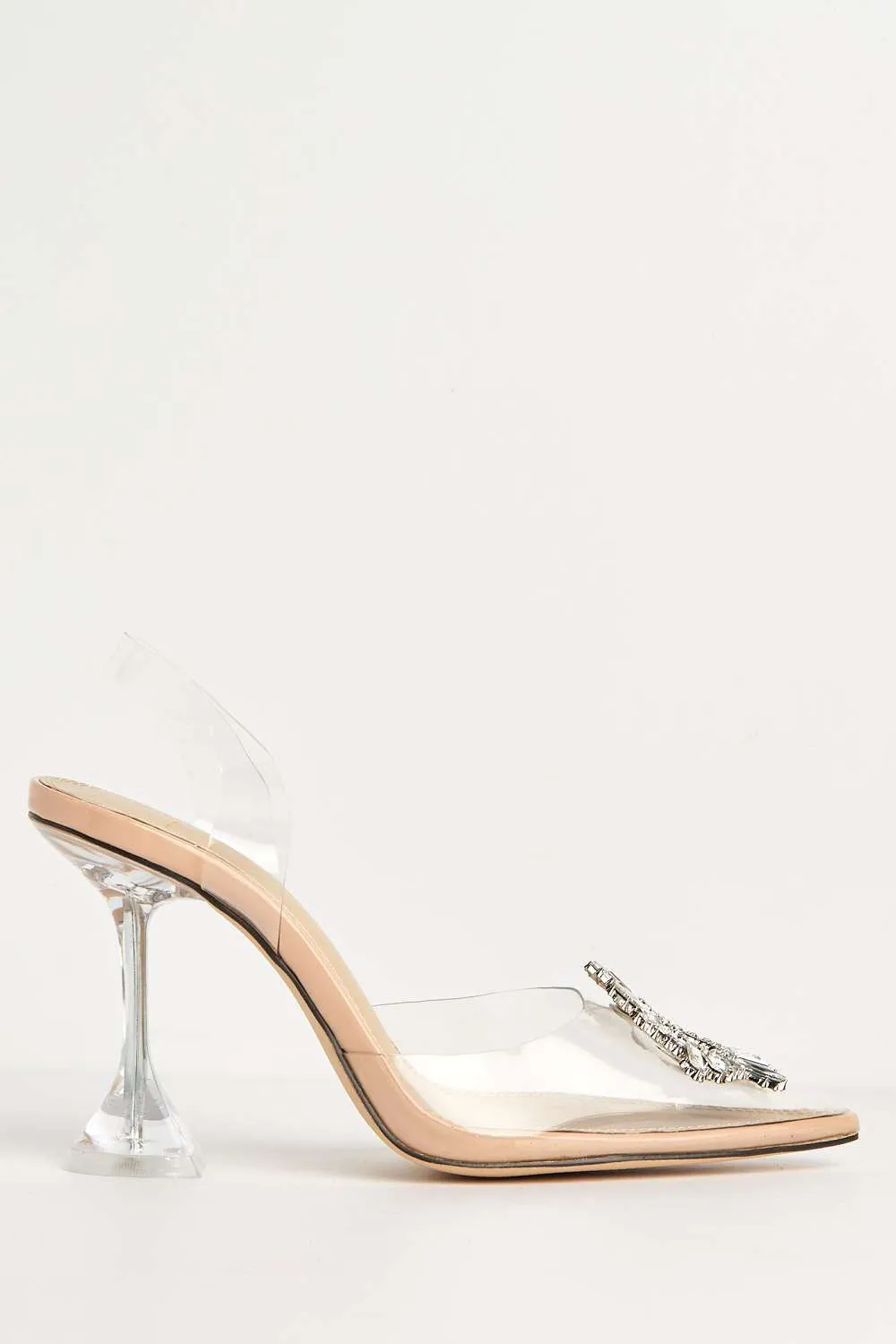 Teela Diamante Brooch Pointed Toe Court Shoes in Nude