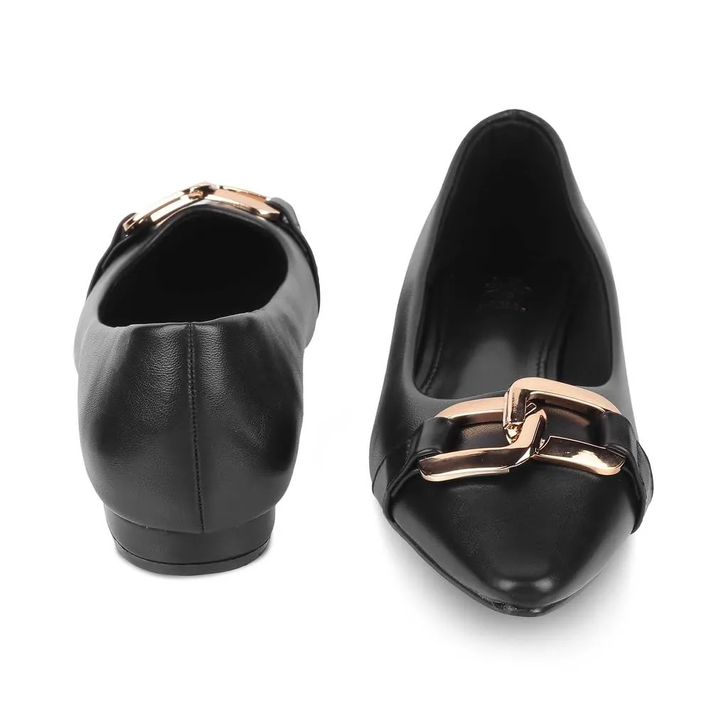 tresmode CHAMPS Women's Ballerina Shoes Pump Footwear Black, 5 UK / 38 EU - Ladies Ballet Flats Stylish Formal Casual Comfortable Wear