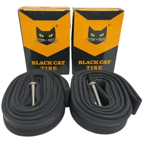 TWIN PACK - 2x Jeorge Black Cat 700C road bicycle tubes 700x23 25C FV48 Presta 48mm
