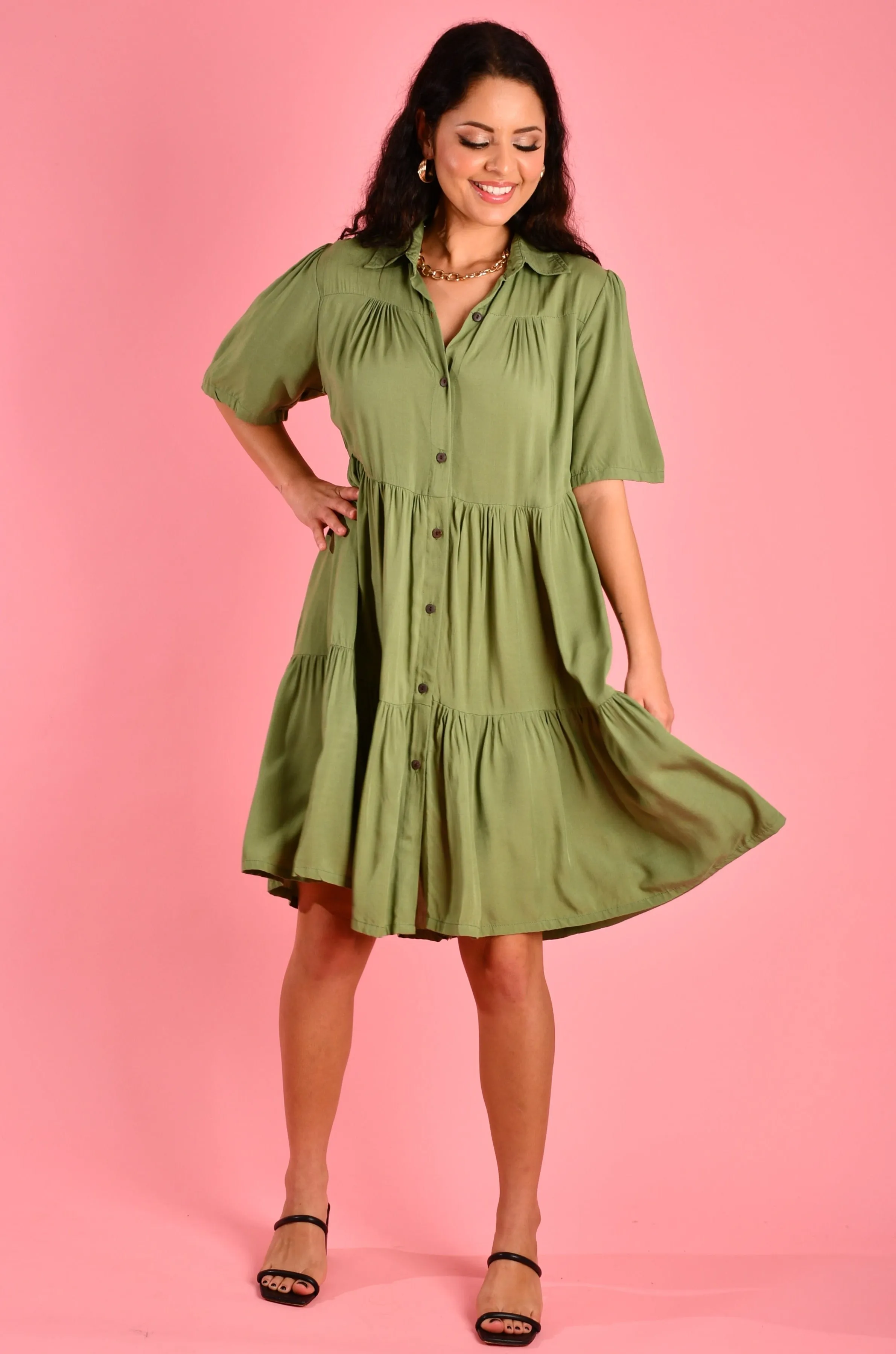 VGLD170 - VICTORIA DRESS - SOFT KHAKI