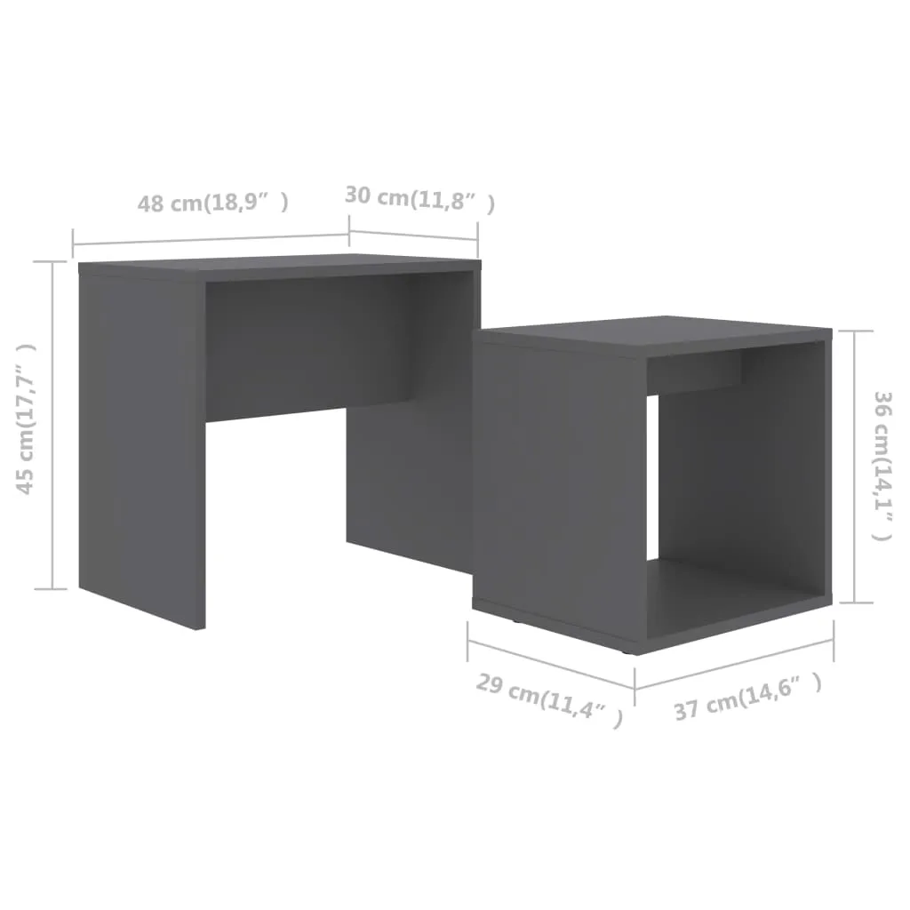 vidaXL Coffee Table Set Grey 48x30x45 cm Engineered Wood