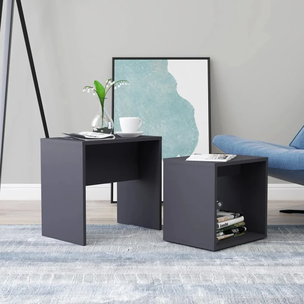 vidaXL Coffee Table Set Grey 48x30x45 cm Engineered Wood