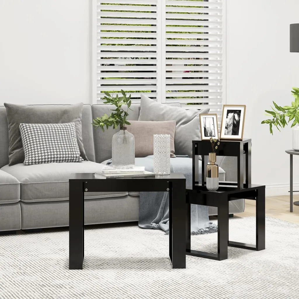 vidaXL Nesting Tables 3 pcs Black Engineered Wood