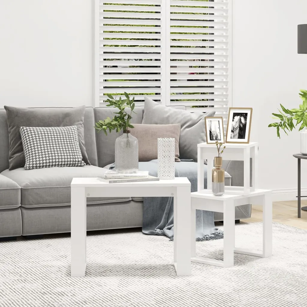 vidaXL Nesting Tables 3 pcs White Engineered Wood
