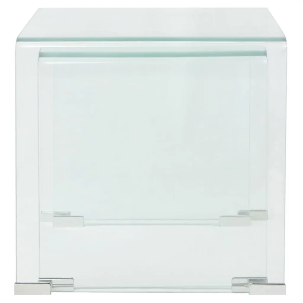 vidaXL Two Piece Nesting Table Set Tempered Glass Clear