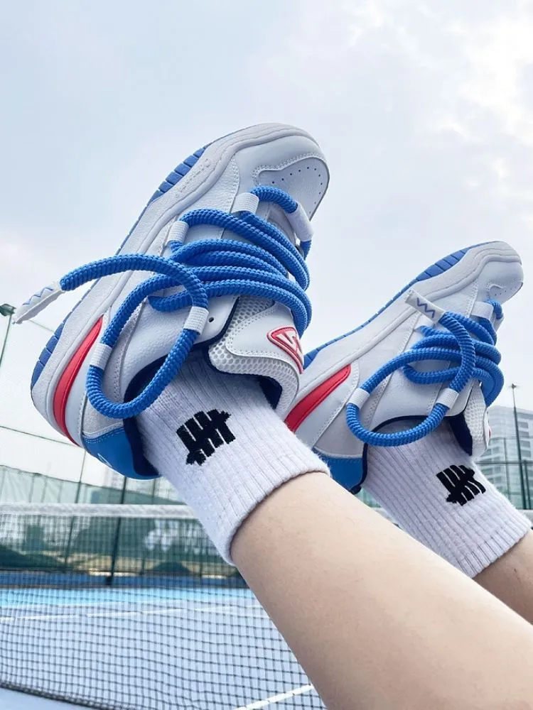 White x Blue Casual Sport Lace Up Sneakers【s0000002578】