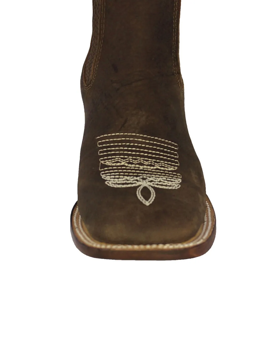 Womens Brown Chelsea Cowboy Boots Solid Leather - Square Toe