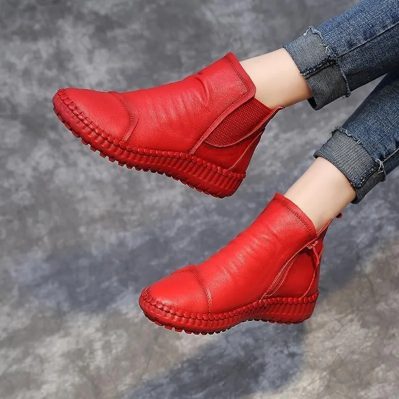 Women's Casual Shoes Brown Soft Leather Handmade Ankle Boots