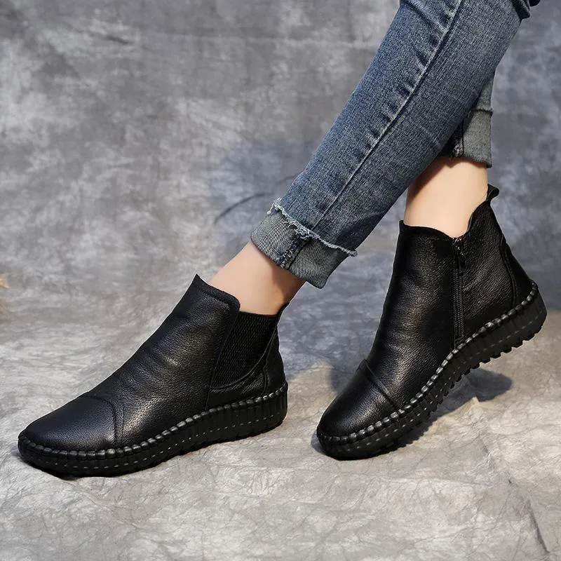 Women's Casual Shoes Brown Soft Leather Handmade Ankle Boots