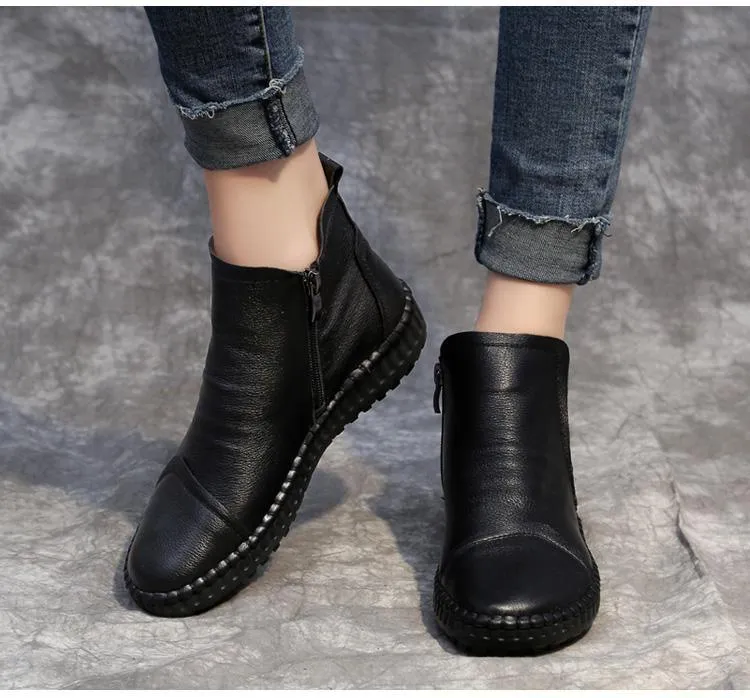Women's Casual Shoes Brown Soft Leather Handmade Ankle Boots