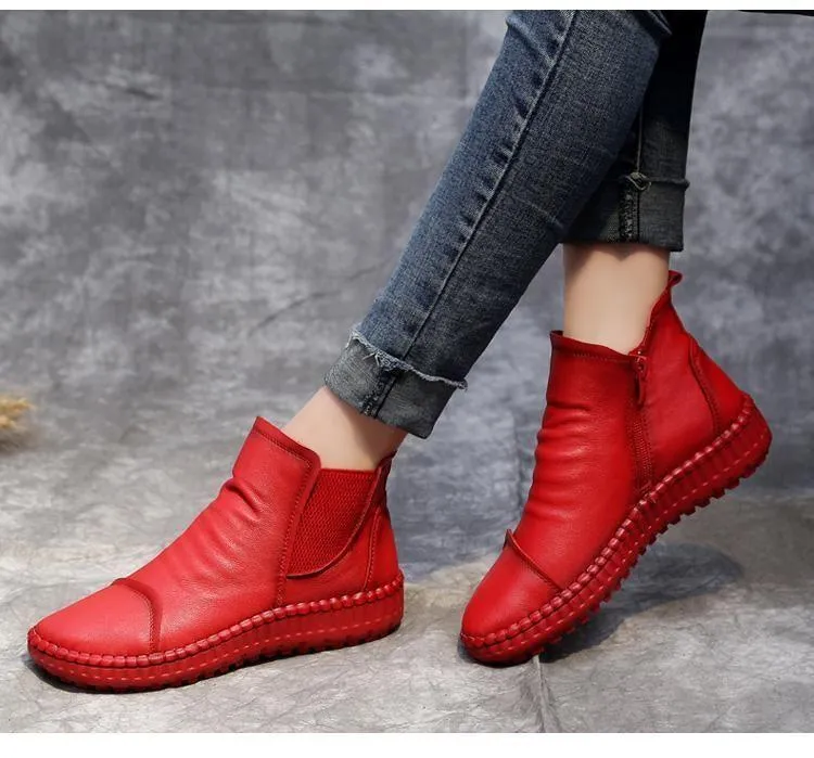 Women's Casual Shoes Brown Soft Leather Handmade Ankle Boots