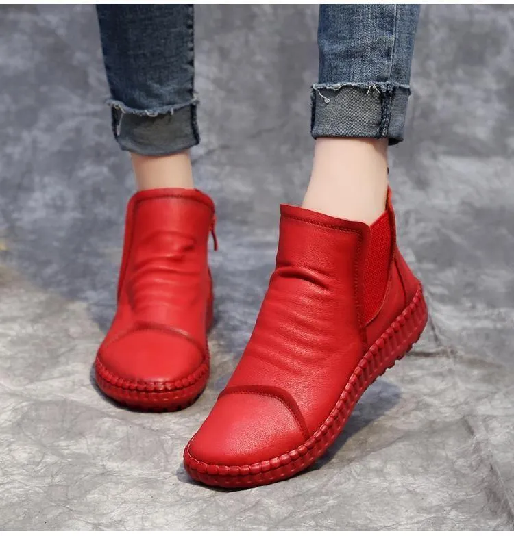 Women's Casual Shoes Brown Soft Leather Handmade Ankle Boots