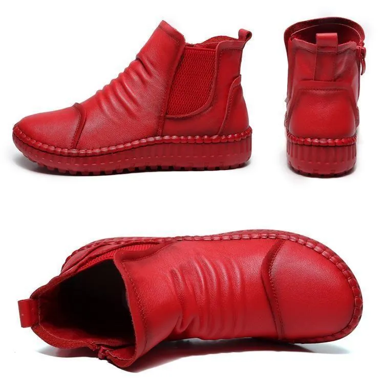 Women's Casual Shoes Brown Soft Leather Handmade Ankle Boots