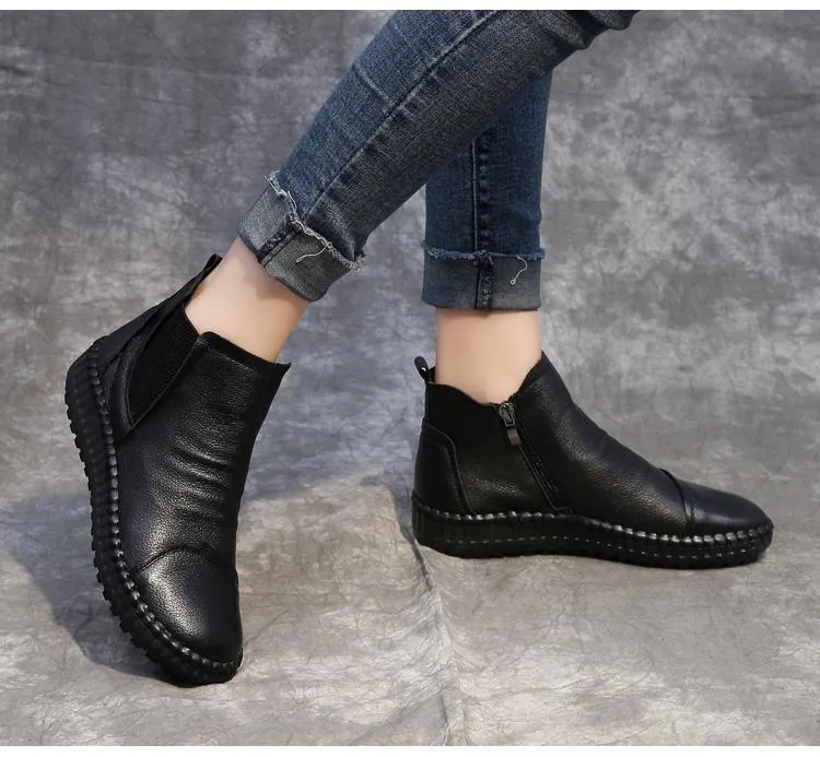 Women's Casual Shoes Brown Soft Leather Handmade Ankle Boots