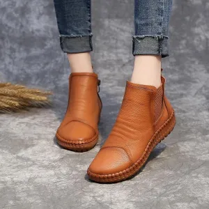 Women's Casual Shoes Brown Soft Leather Handmade Ankle Boots