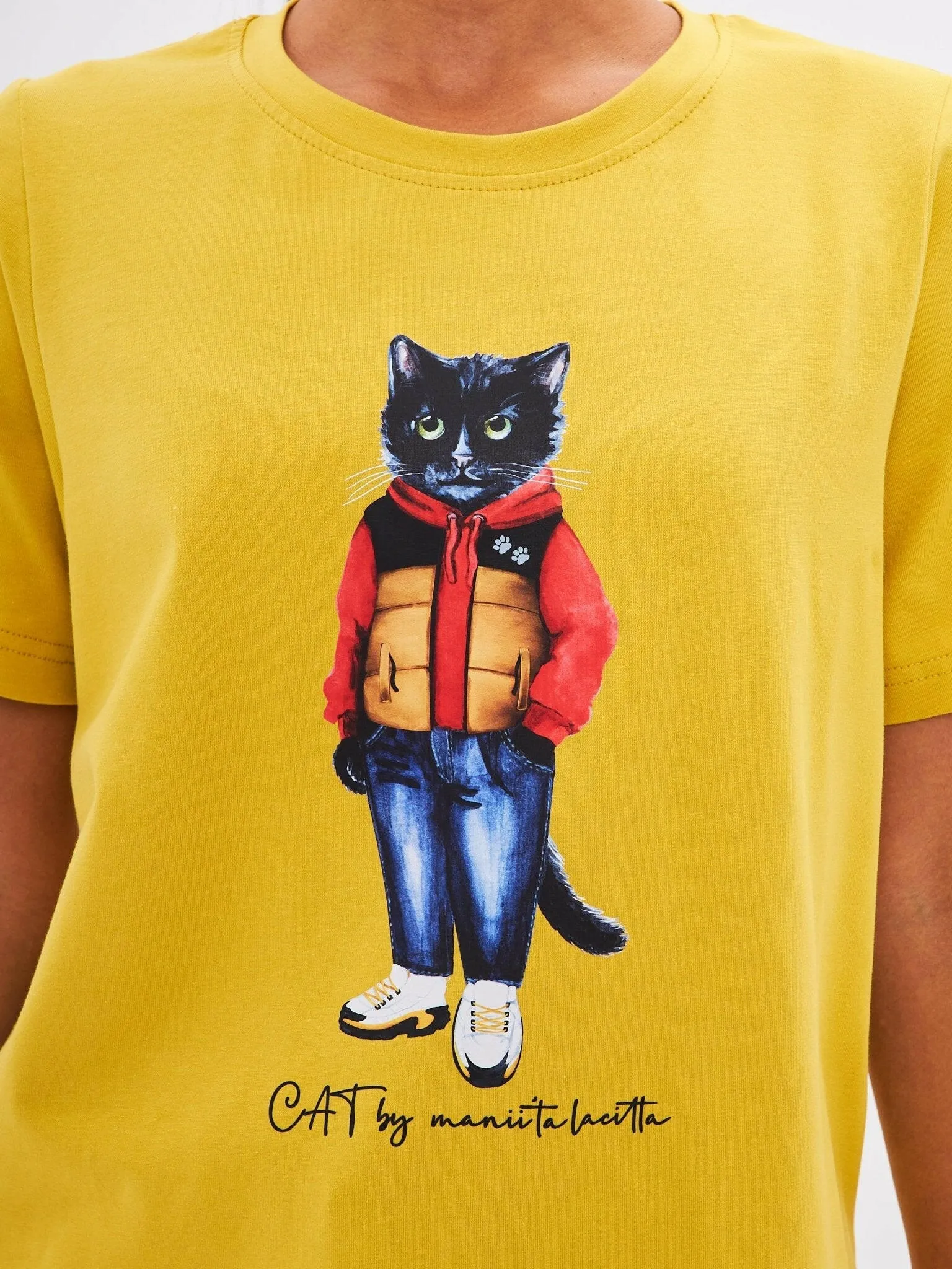 Yellow Printed T-shirt SPORT CASUAL CAT
