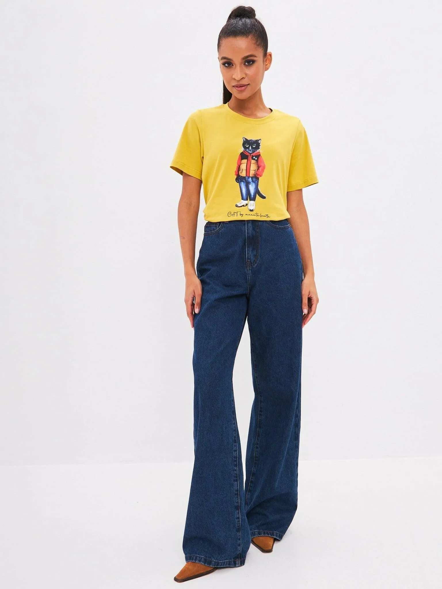 Yellow Printed T-shirt SPORT CASUAL CAT