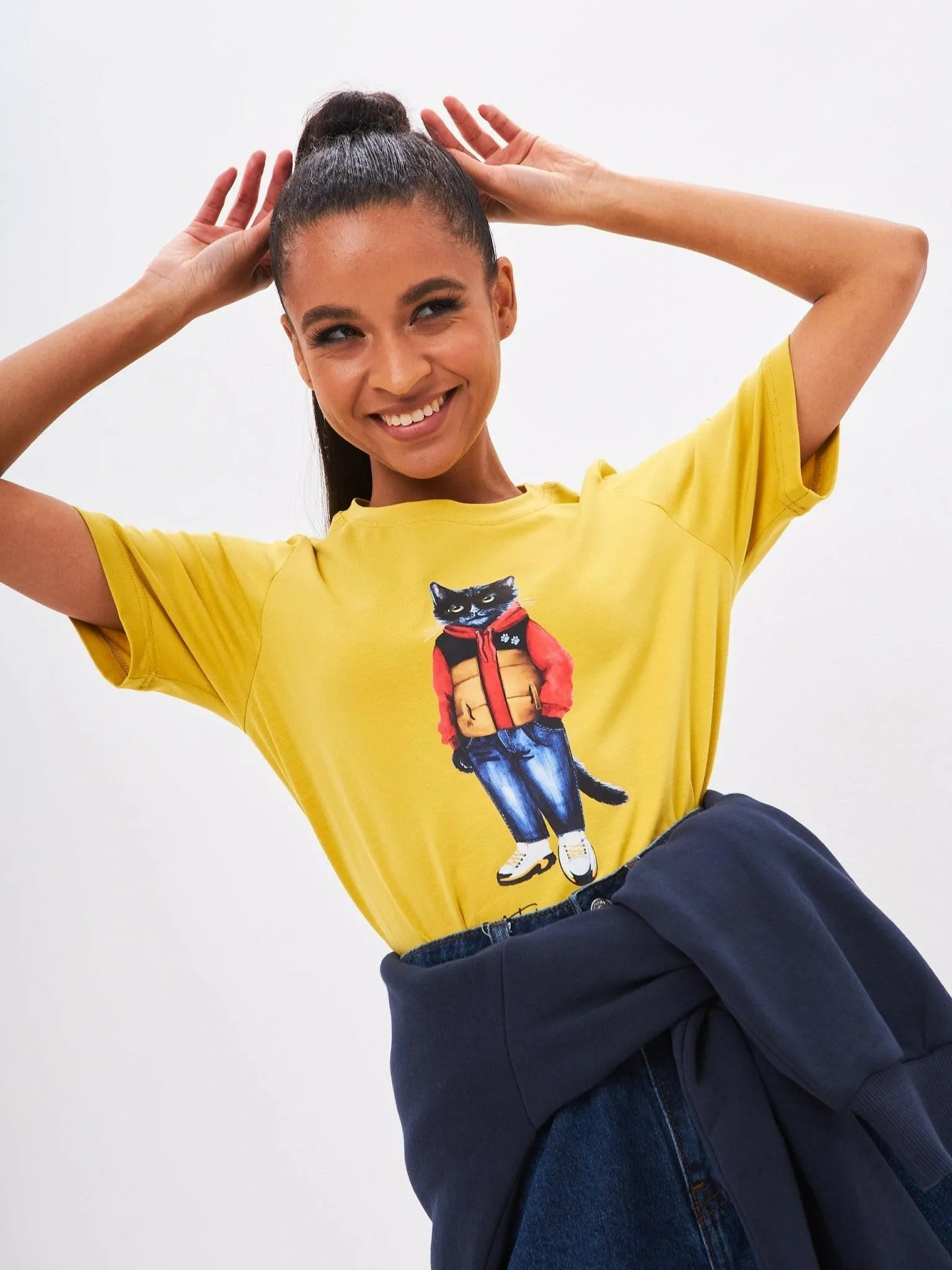 Yellow Printed T-shirt SPORT CASUAL CAT