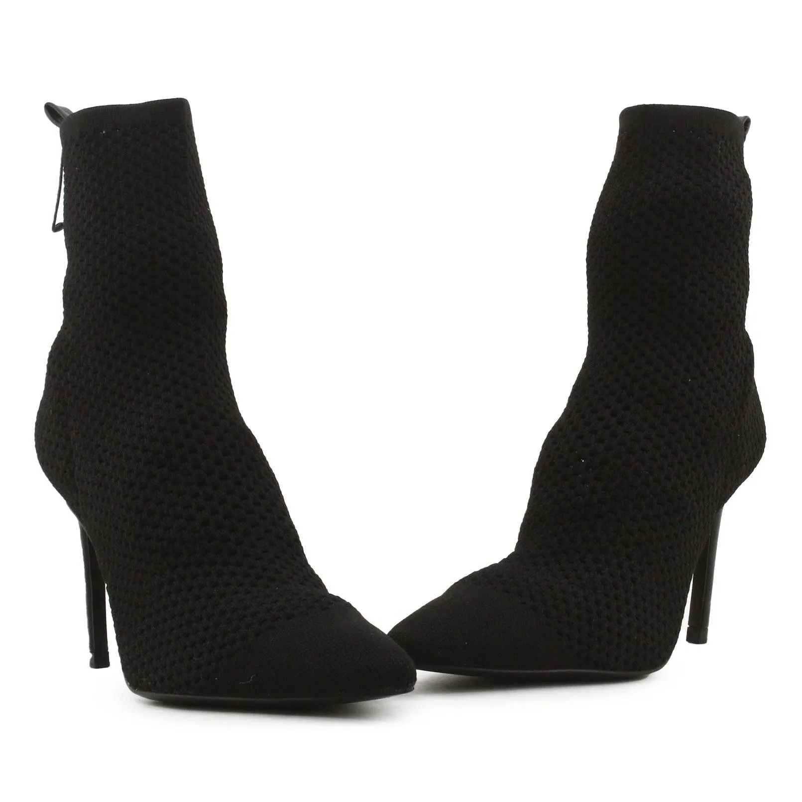 Zara Stilettos Heels Knitted Ankle Boots | 100% Authentic Leather