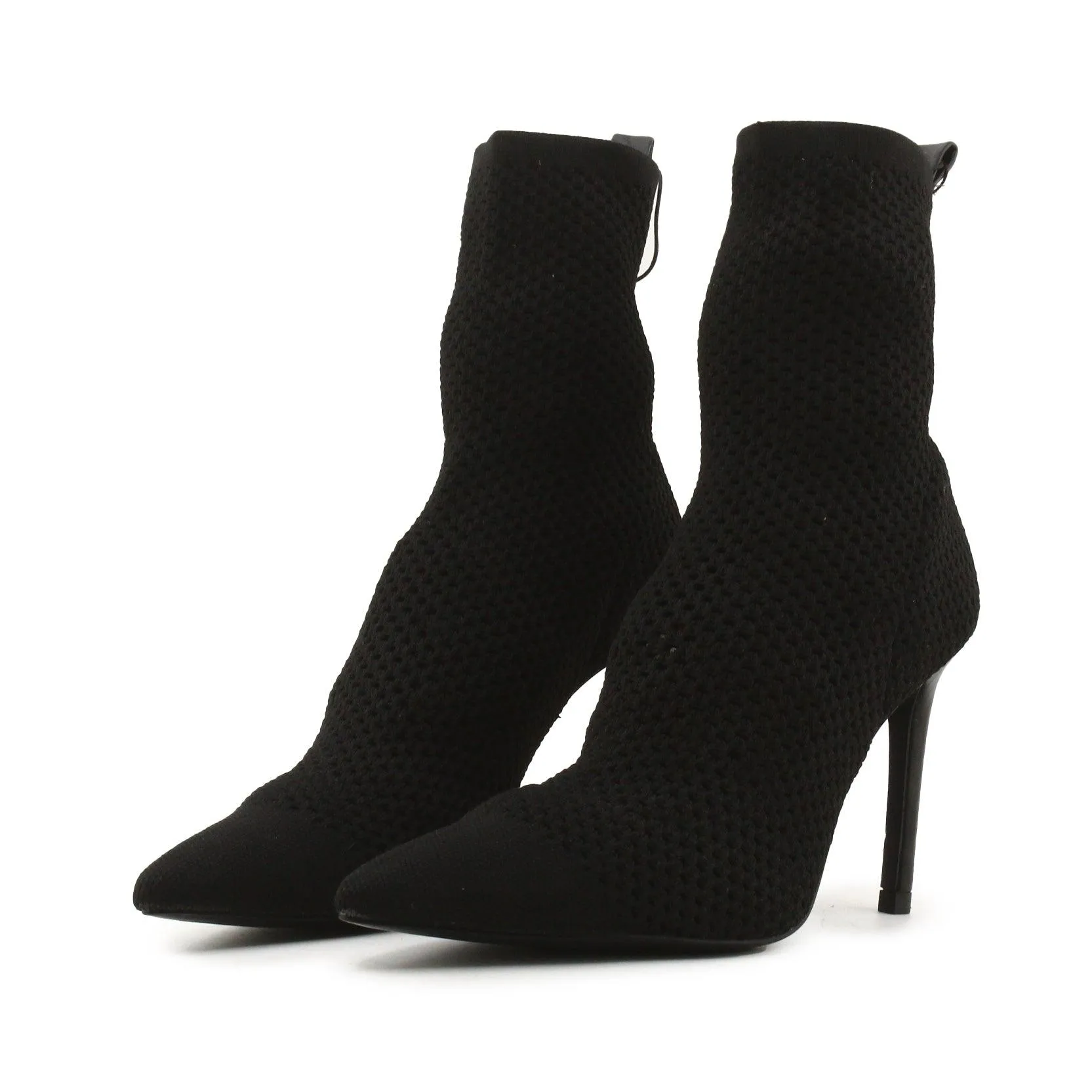 Zara Stilettos Heels Knitted Ankle Boots | 100% Authentic Leather